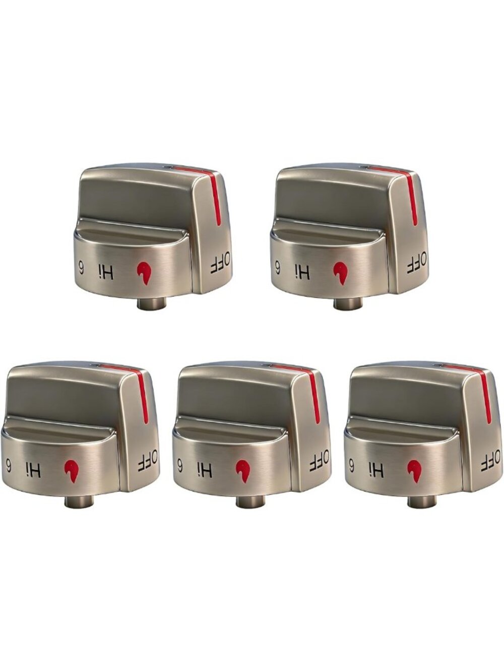 5 Pack Gas Range Stove Knobs Replacement - Compatible with Frigidaire & More
